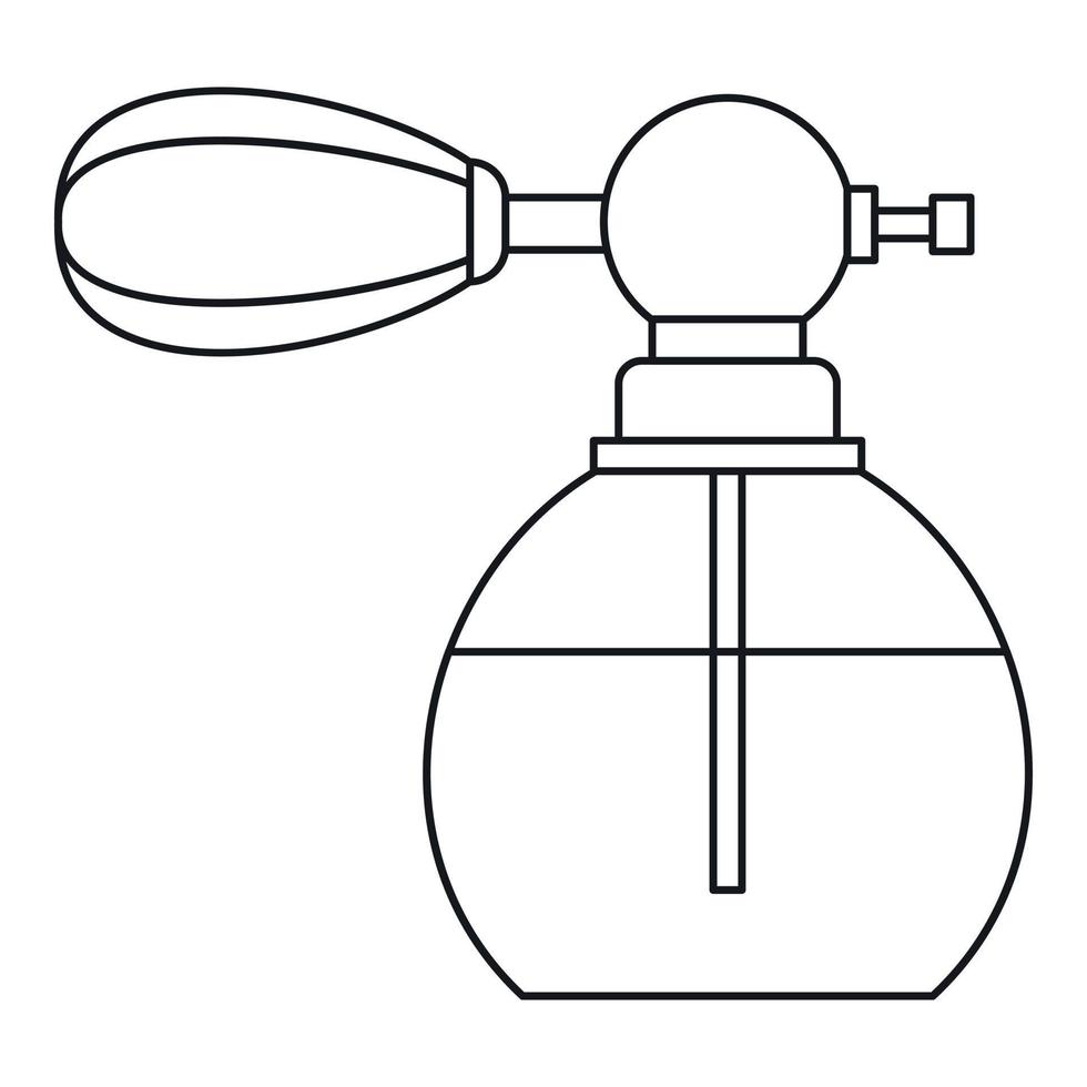 icono de botella de perfume vintage, estilo de esquema vector