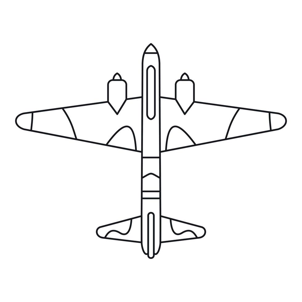 Military fighter aircraft icon, outline style vector