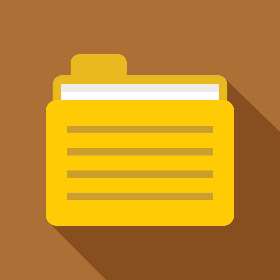 Yellow file folder icon, flat style vector