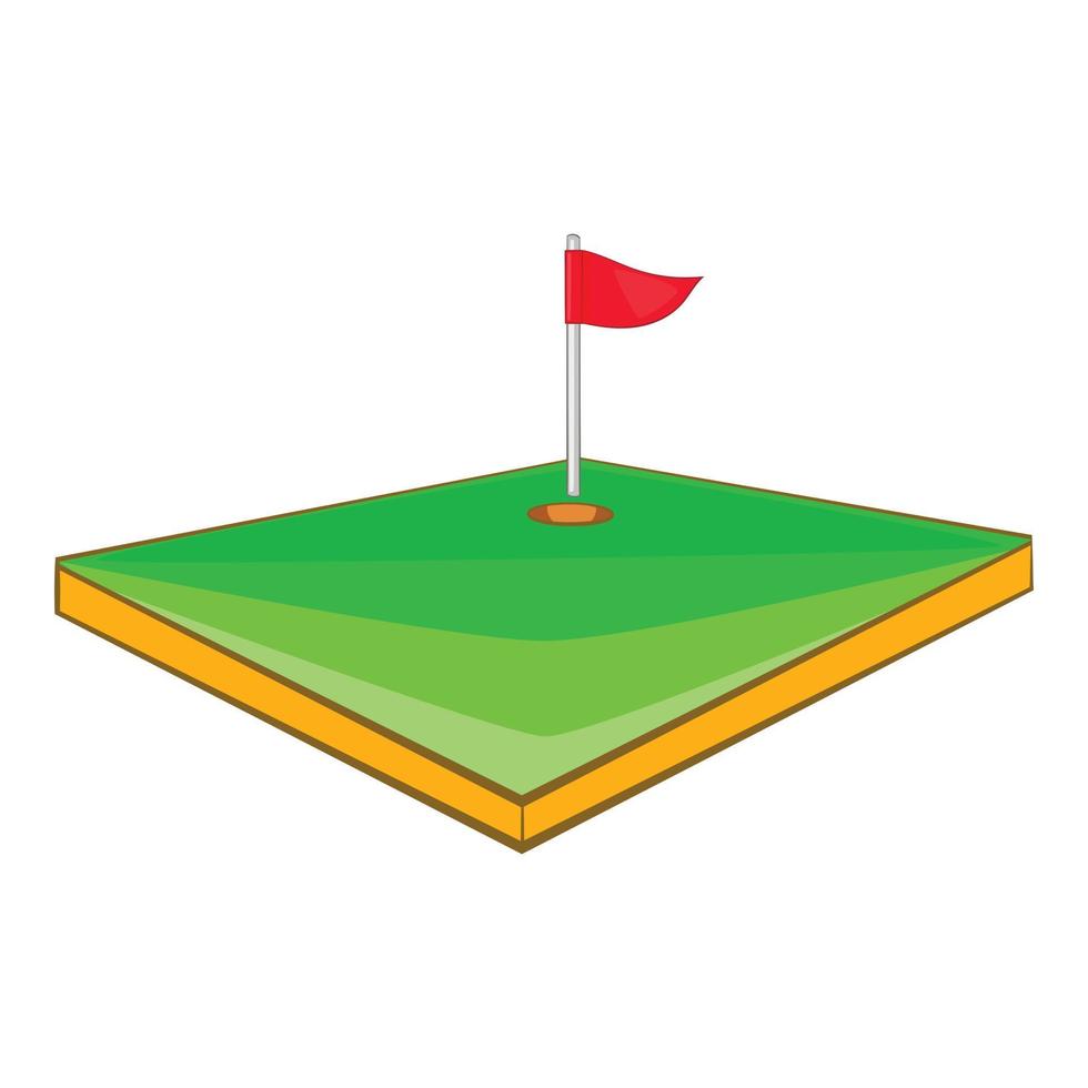 icono de campo de golf, estilo de dibujos animados vector