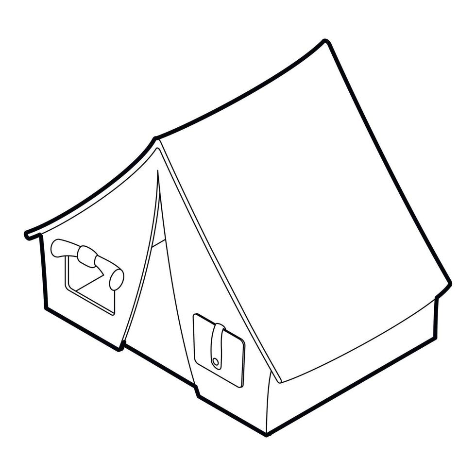 Tent icon, outline isometric style vector