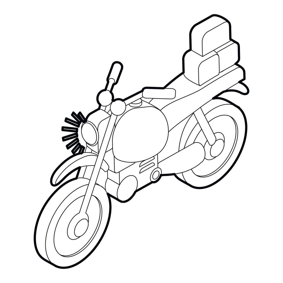Motorcycle with cargo icon, isometric 3d style vector