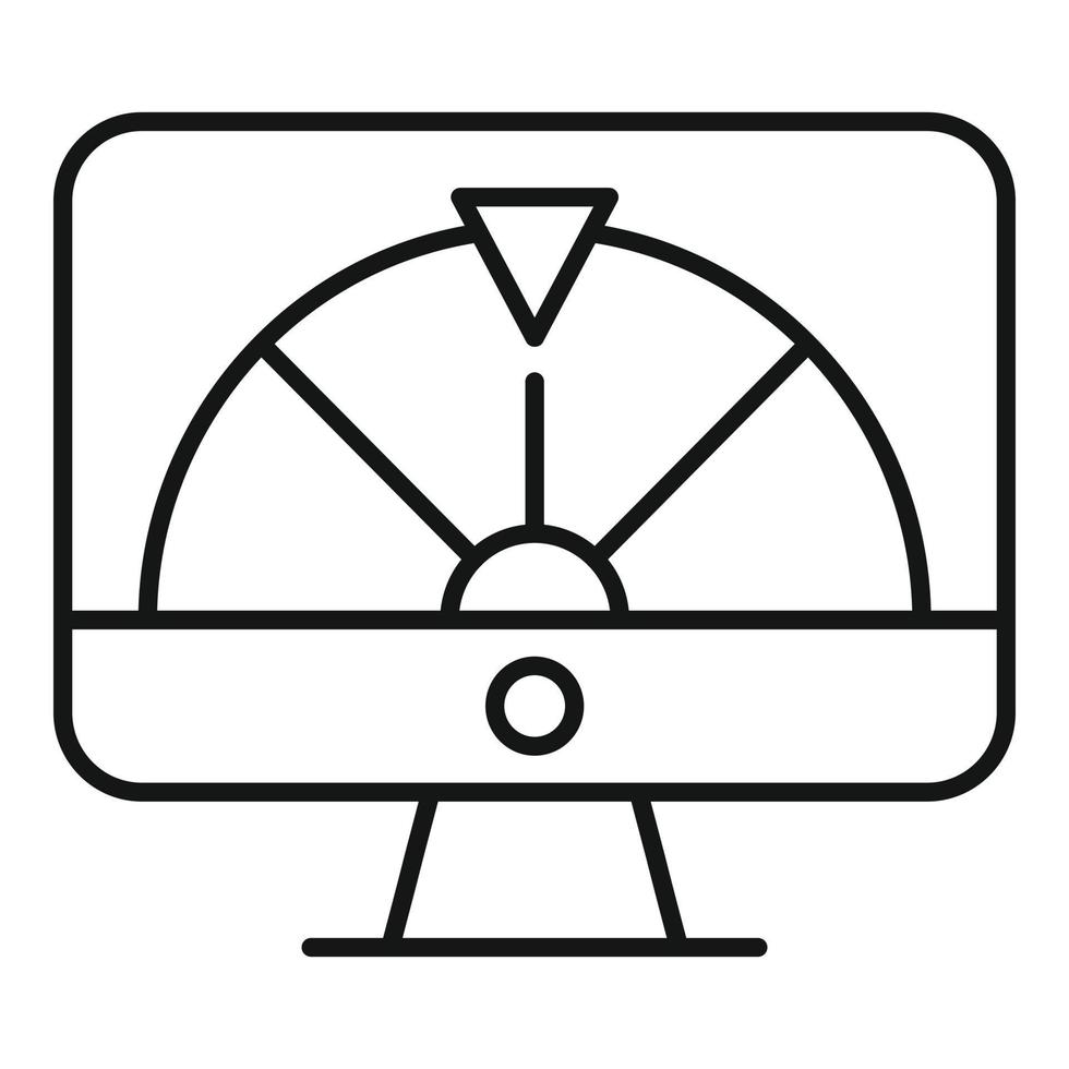 vector de contorno de icono de rueda de la suerte en línea. juego de giro de la fortuna