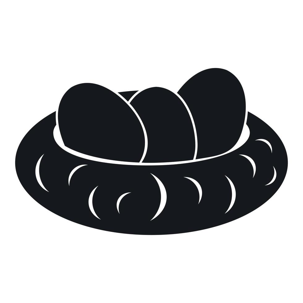 Eggs in the nest icon, simple style vector