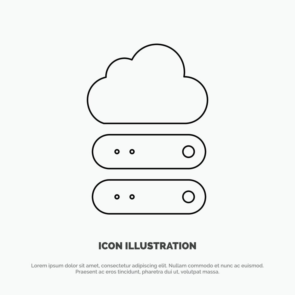 Big Cloud Data Storage Line Icon Vector