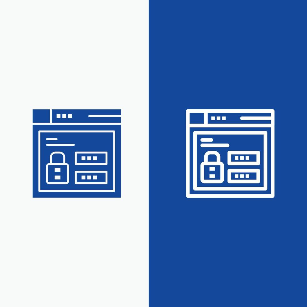 Browser Web Lock Code Line and Glyph Solid icon Blue banner vector