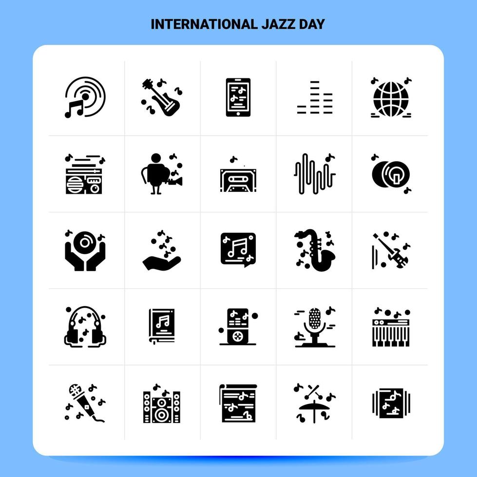 sólido 25 día internacional del jazz conjunto de iconos diseño de estilo de glifo vectorial conjunto de iconos negros diseño de ideas de negocios web y móvil ilustración vectorial vector