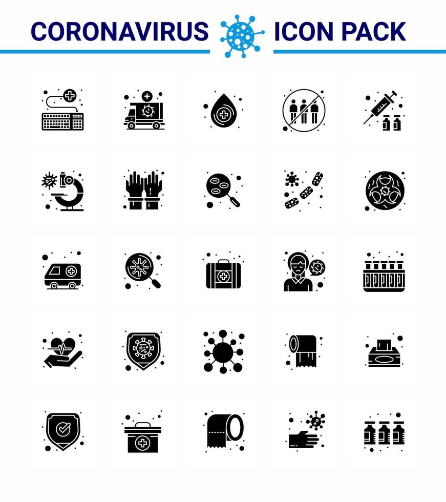 Coronavirus Awareness icon 25 Solid Glyph icons icon included transfer human transportation engagement medical viral coronavirus 2019nov disease Vector Design Elements