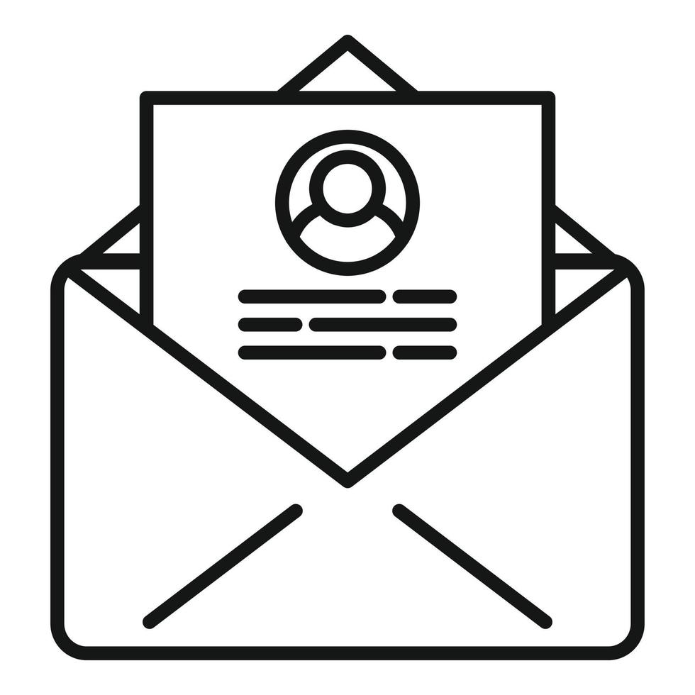 Personal information mail icon, outline style vector