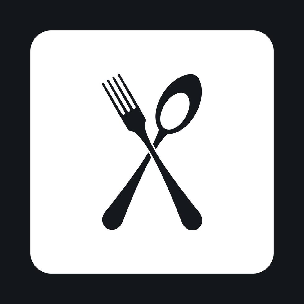 icono de cuchara y tenedor, estilo simple vector