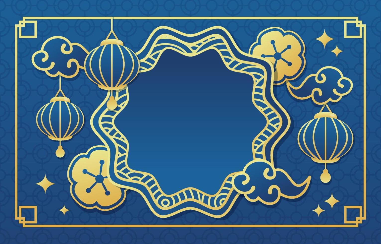 plantilla de año nuevo chino azul real de lujo vector