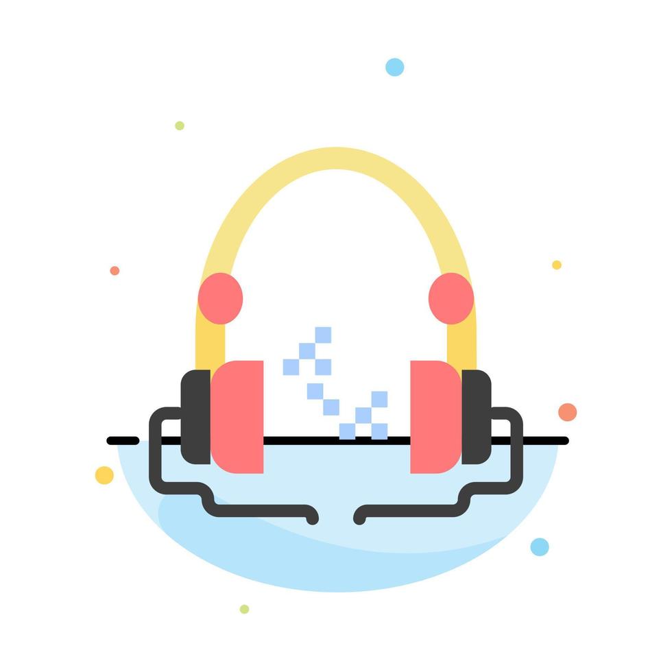 Headphone Music Audio Hand free Abstract Flat Color Icon Template vector