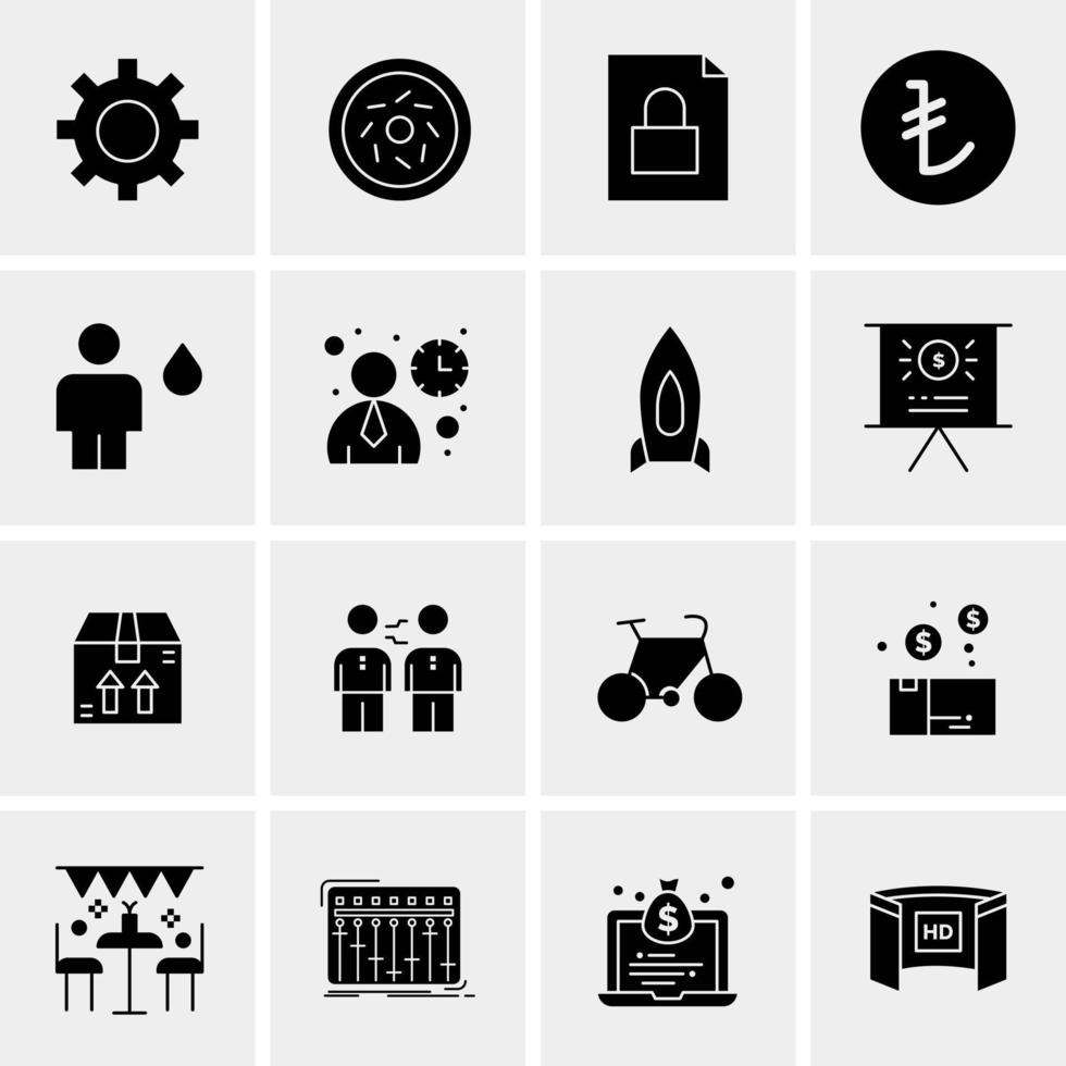 16 iconos de negocios universales vector ilustración de icono creativo para usar en proyectos relacionados con la web y dispositivos móviles