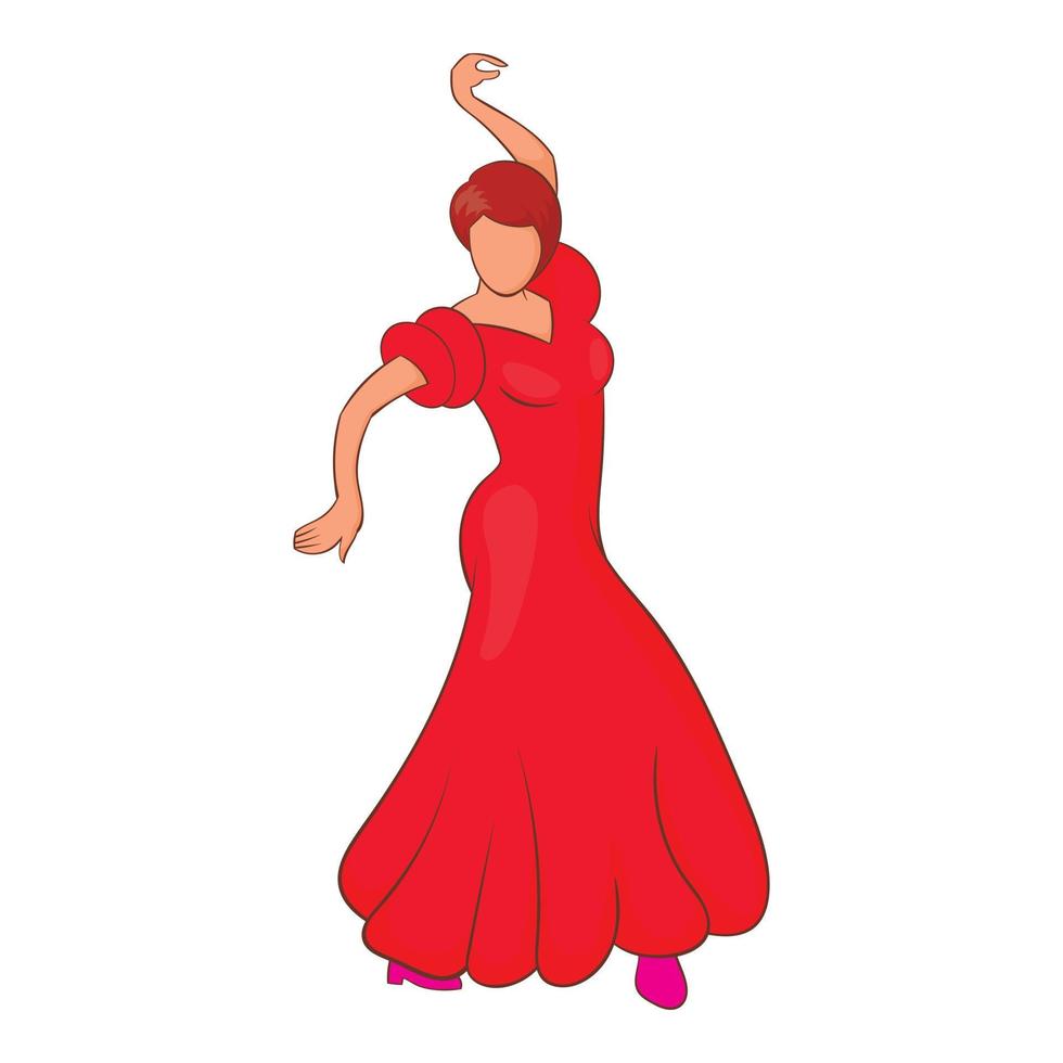 Flamenco dancer icon, cartoon style vector