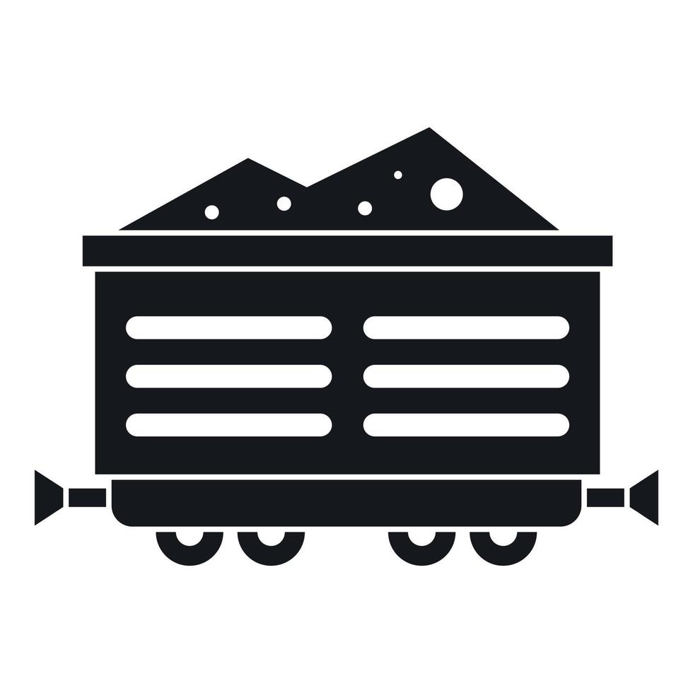 Train waggon with coal icon, simple style vector