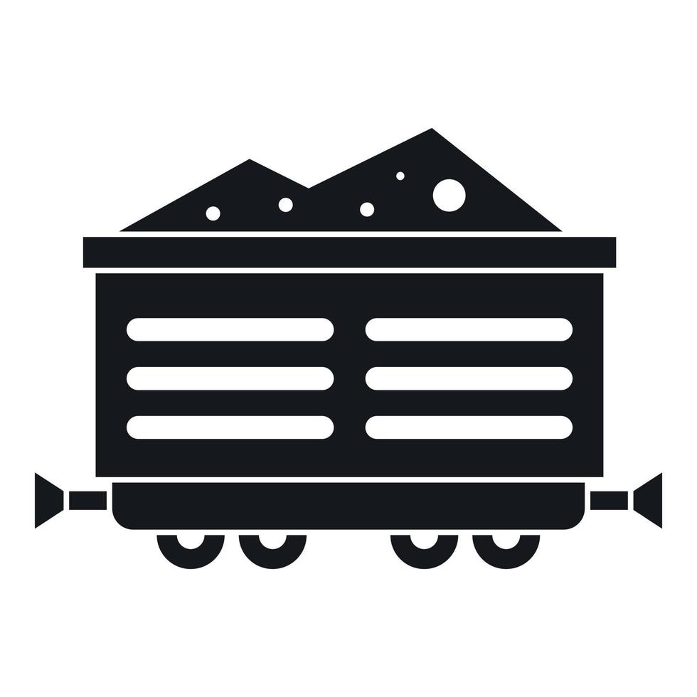 vagón de tren con icono de carbón, estilo simple vector