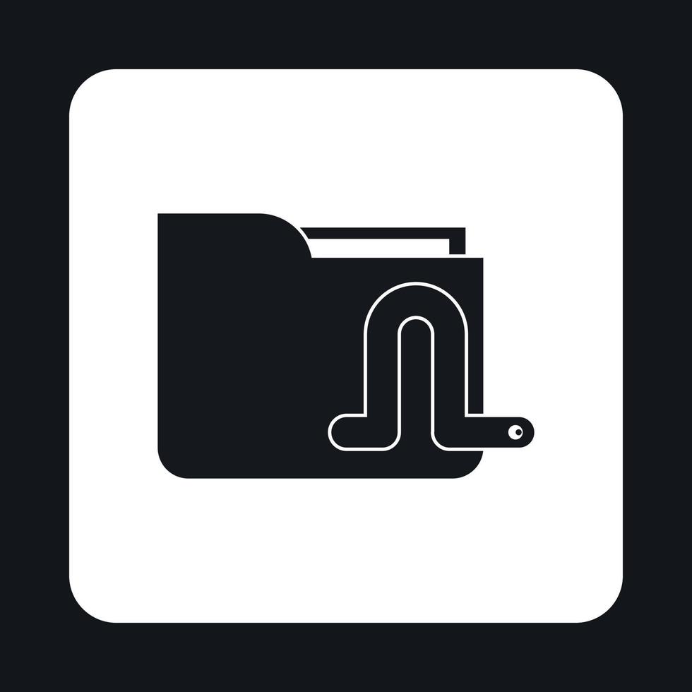 Worm in e-mail icon, simple style vector