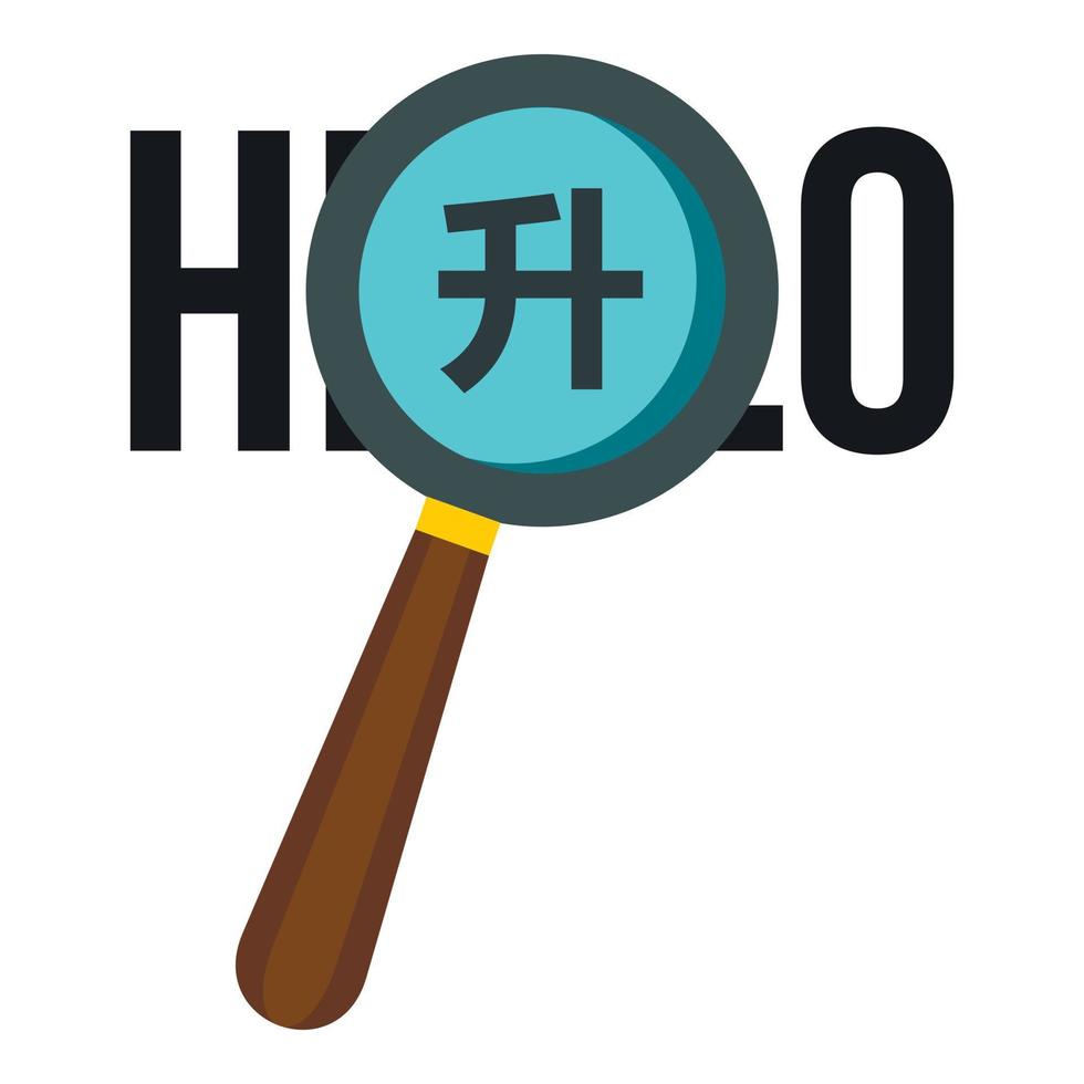 Magnifier translator icon, flat style vector