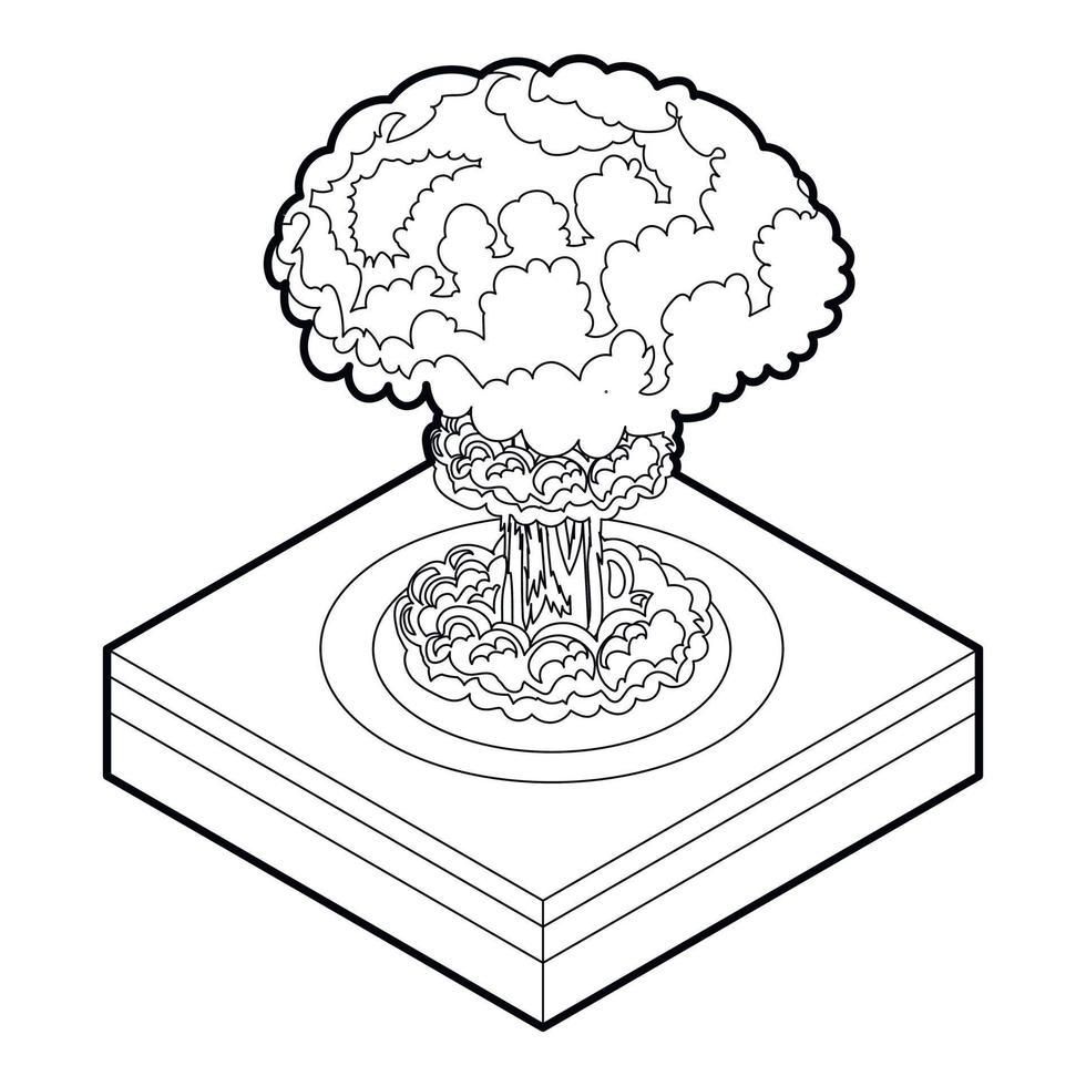 icono de explosión nuclear, estilo de esquema vector