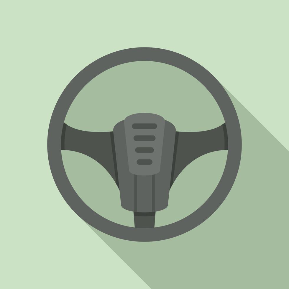 Automobile steering wheel icon, flat style vector