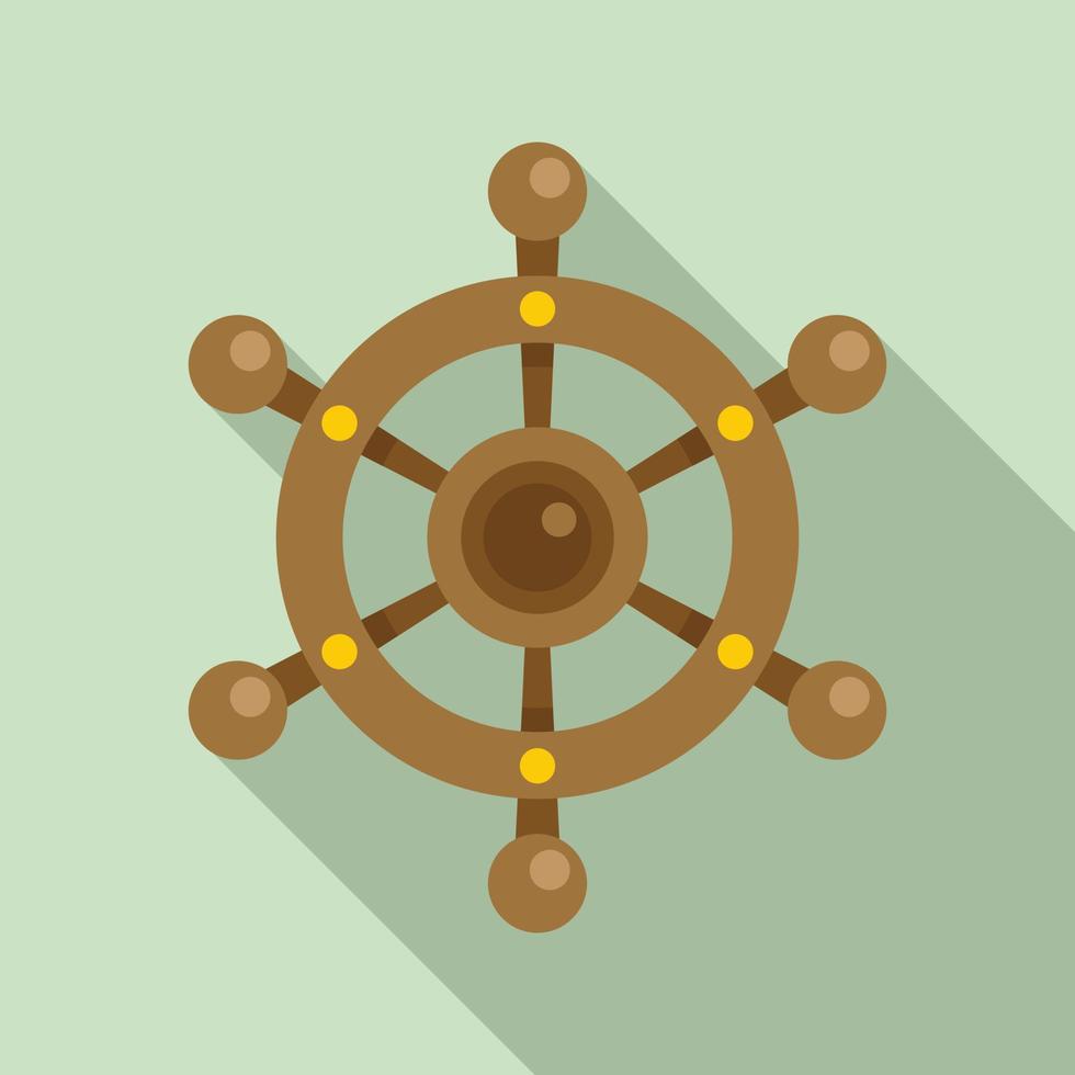 icono de rueda de barco de viaje, tipo plano vector