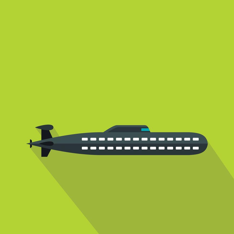 Submarine icon, flat style vector