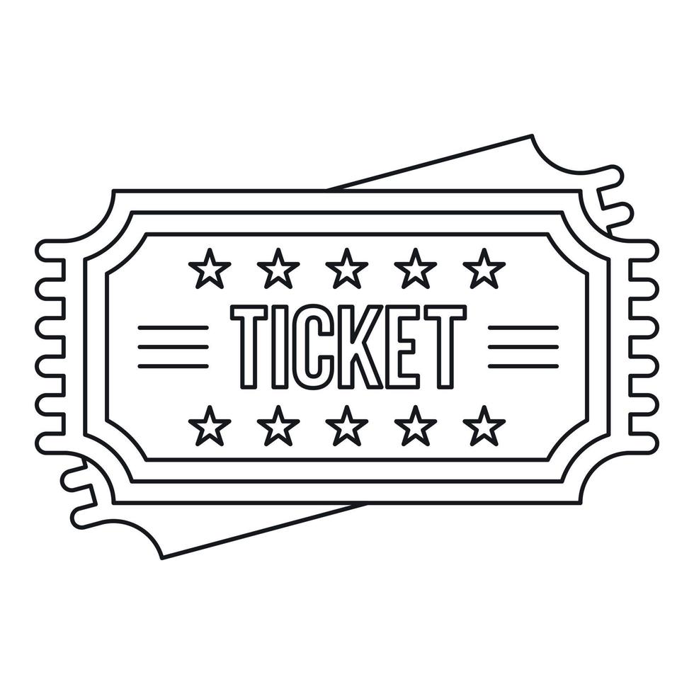 Ticket icon, outline style vector