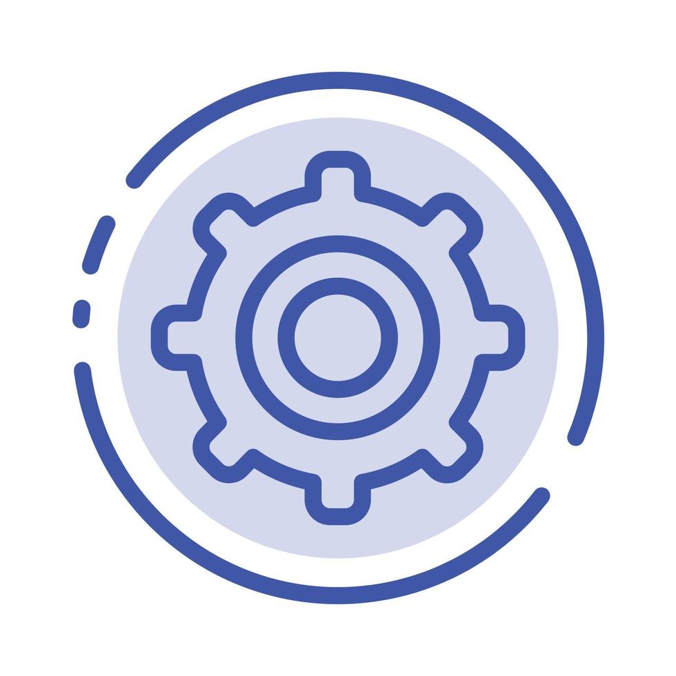 Gear Setting Cogs Blue Dotted Line Line Icon vector