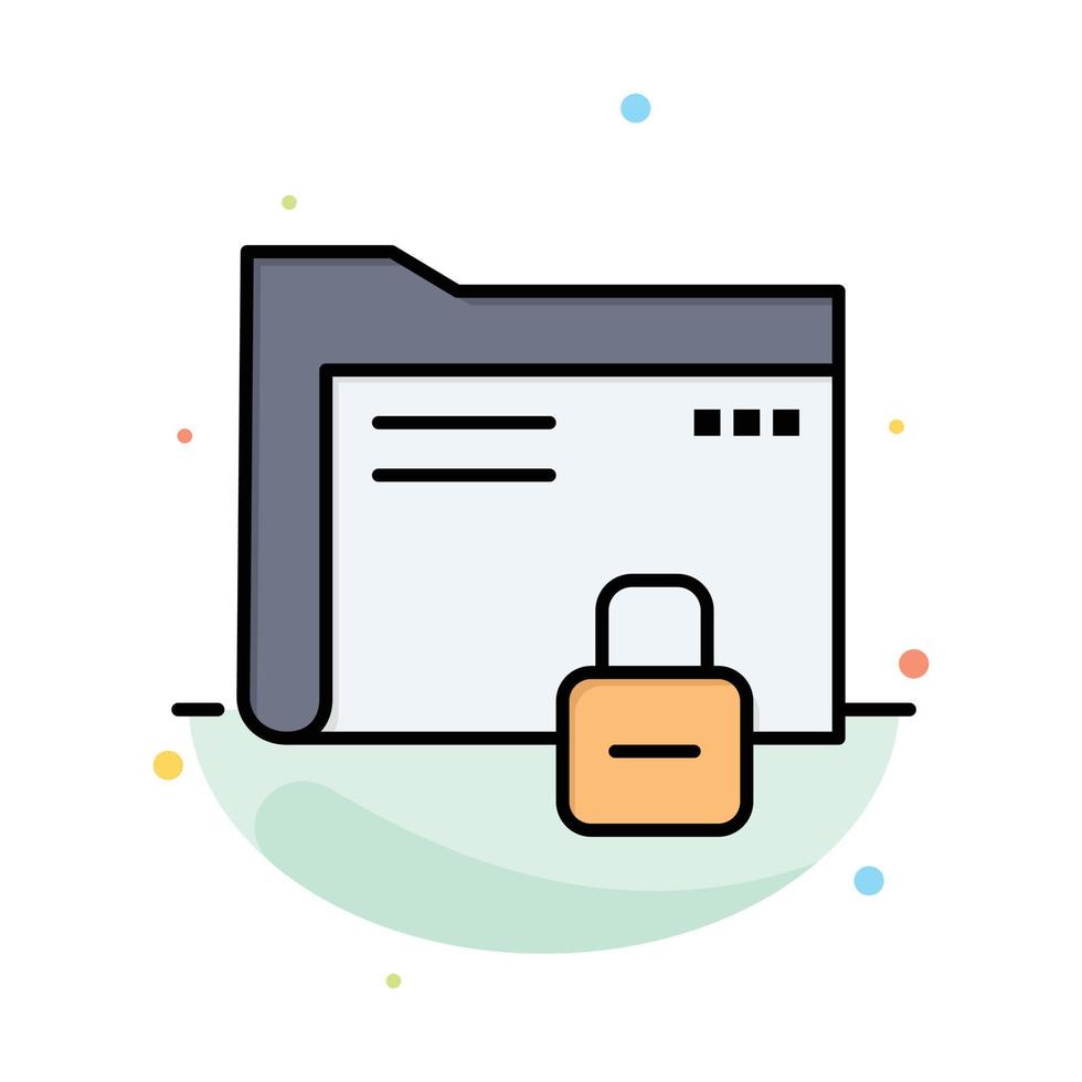 Data Folder Password Protection Secure Abstract Flat Color Icon Template vector