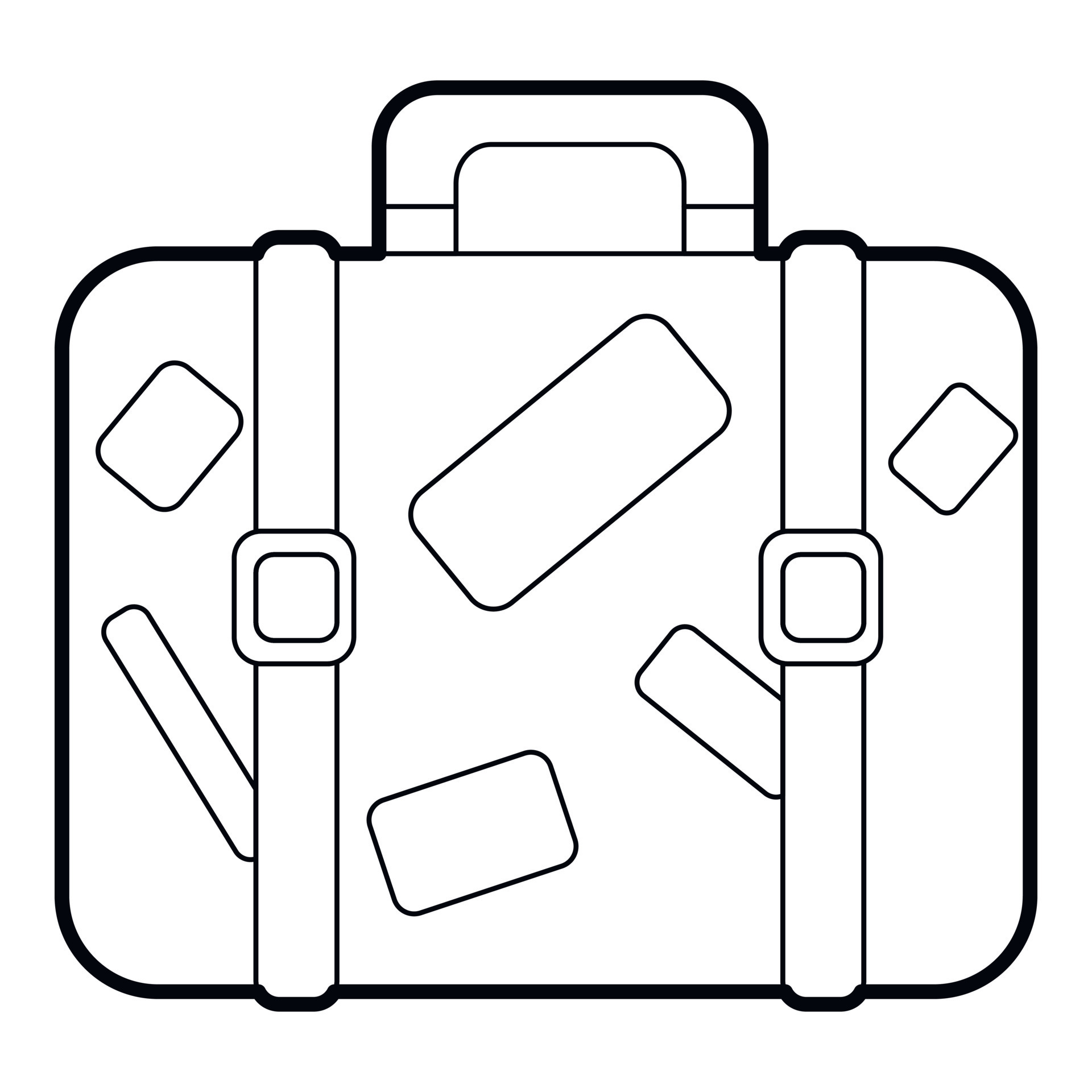 Travel suitcase with stickers icon, outline style 14670256 Vector Art