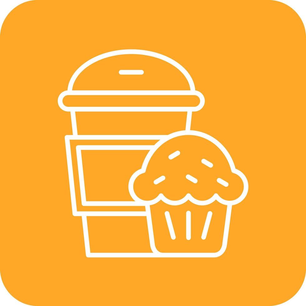 iconos de fondo de esquina redonda de línea de muffin de café vector