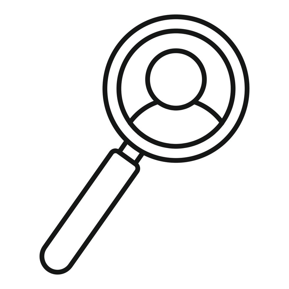 Personal under magnifier icon, outline style vector