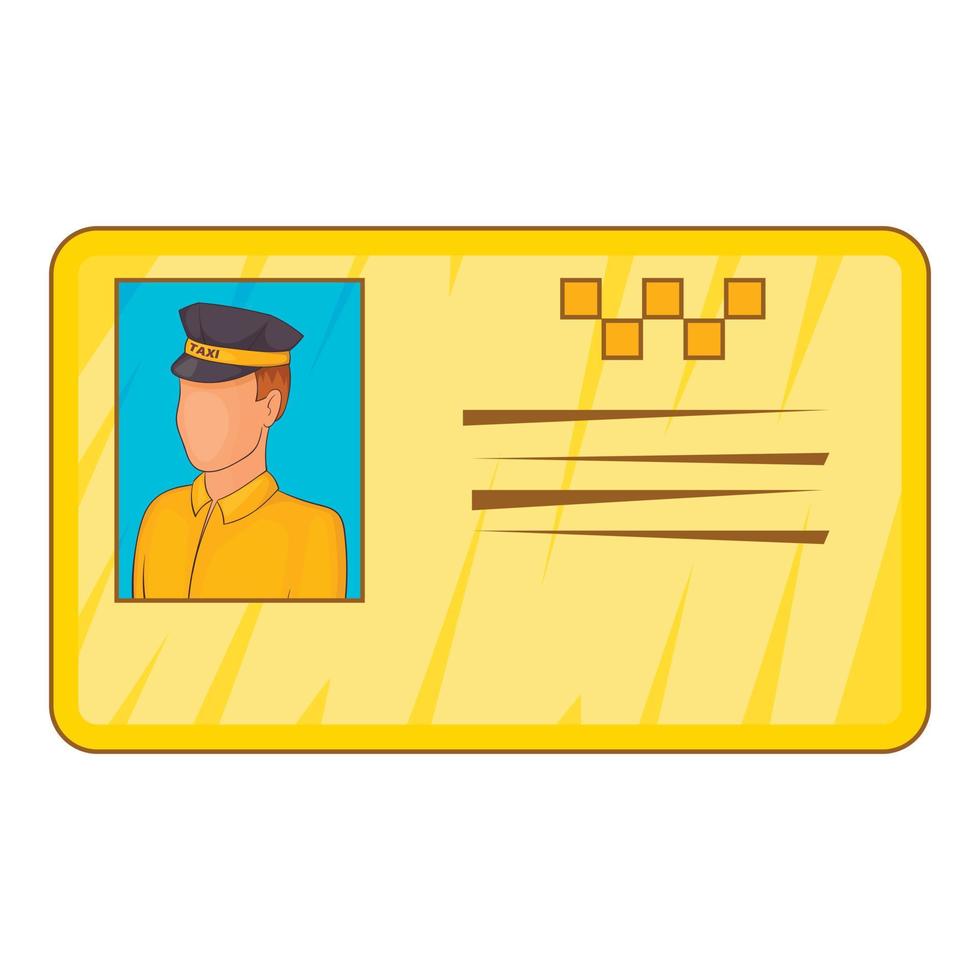 icono de conductor de taxi de documento, estilo de dibujos animados vector