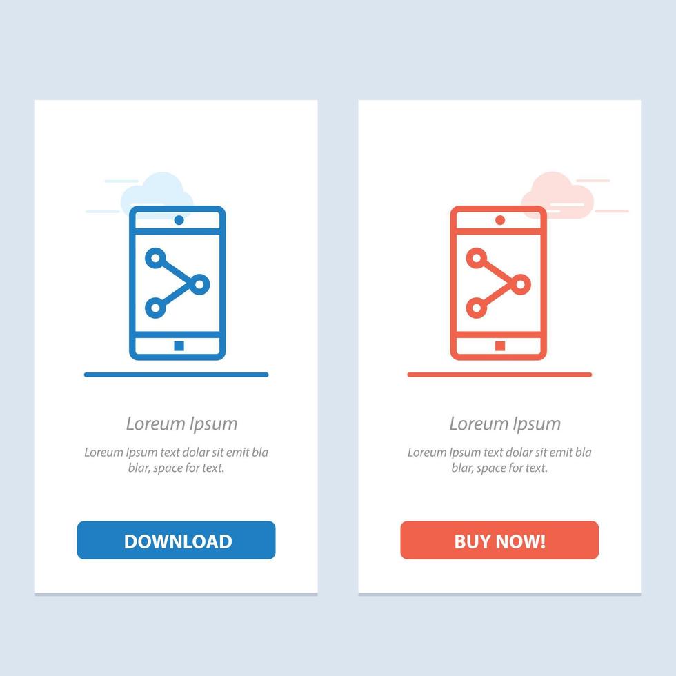 App Share Mobile Mobile Application  Blue and Red Download and Buy Now web Widget Card Template vector