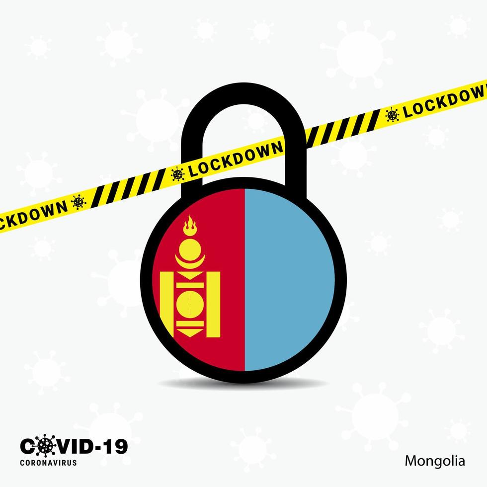 Mongolia Lock DOwn Lock Coronavirus pandemic awareness Template COVID19 Lock Down Design vector