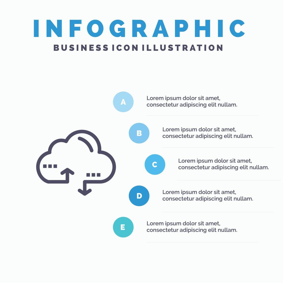 Cloud Computing Link Data Blue Infographics Template 5 Steps Vector Line Icon template