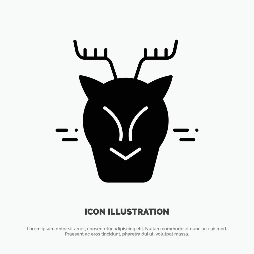 Alpine Arctic Canada Reindeer solid Glyph Icon vector