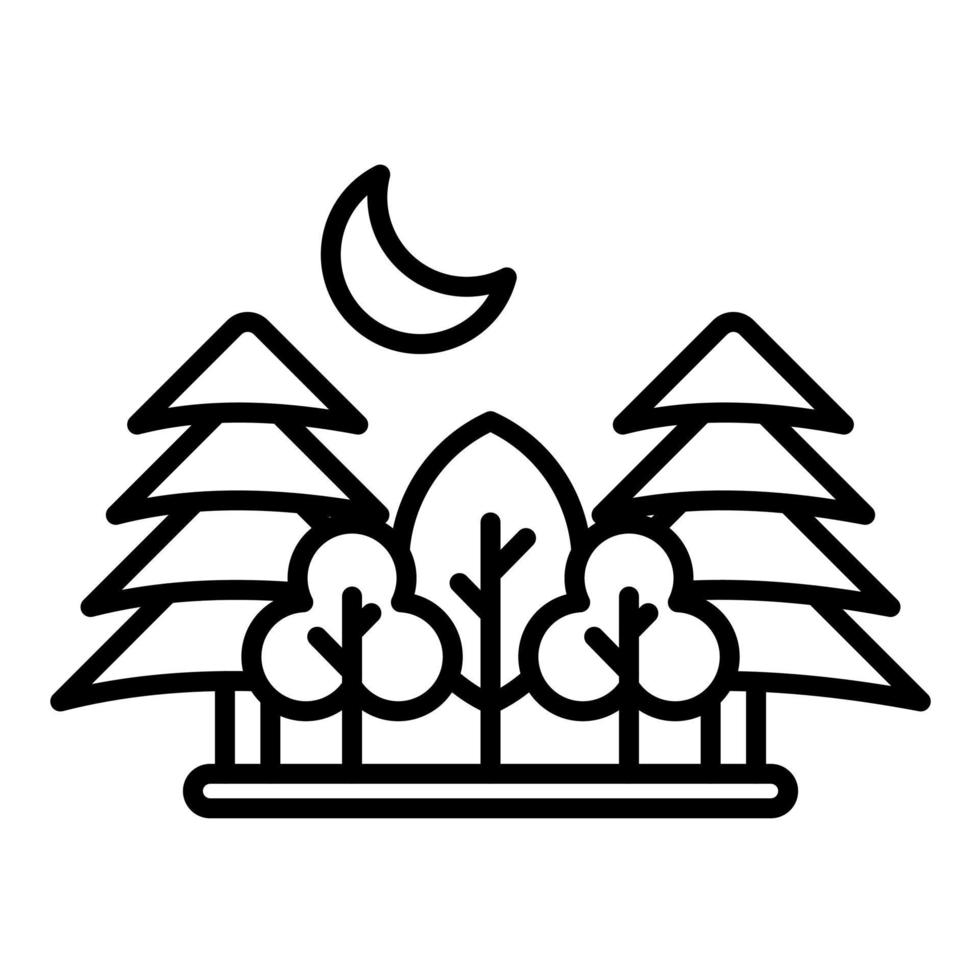 icono de línea de paisaje de árbol vector