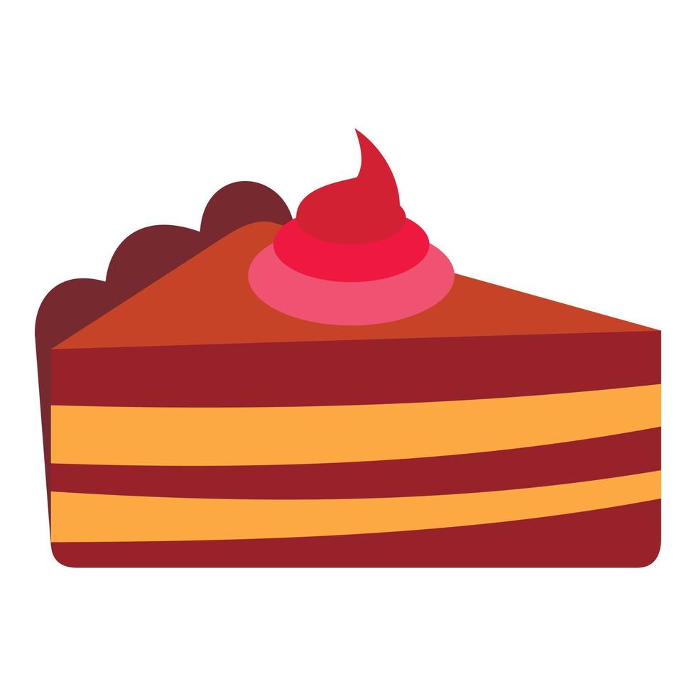 Piece of cake with cream icon, flat style vector