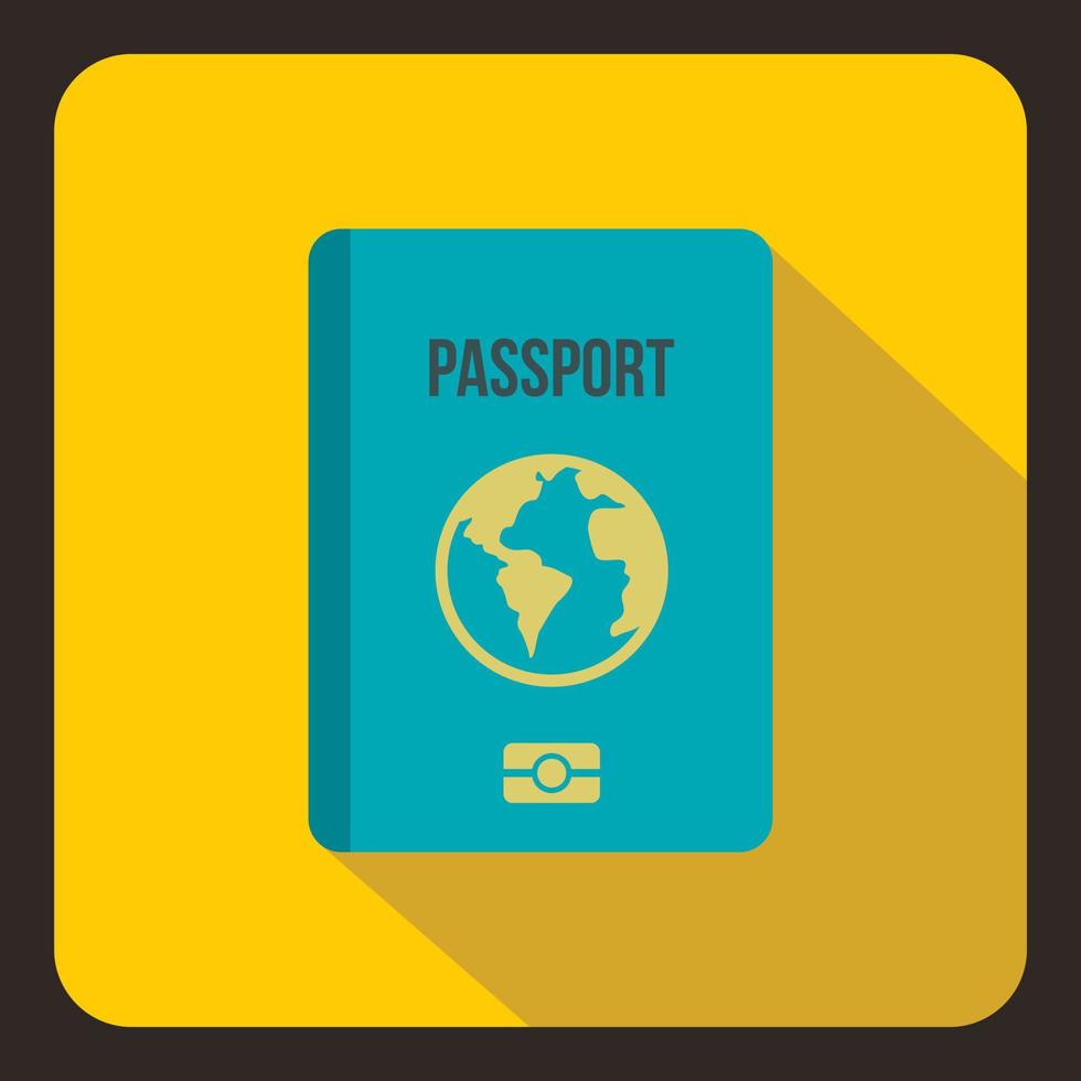Blue passport icon, flat style vector