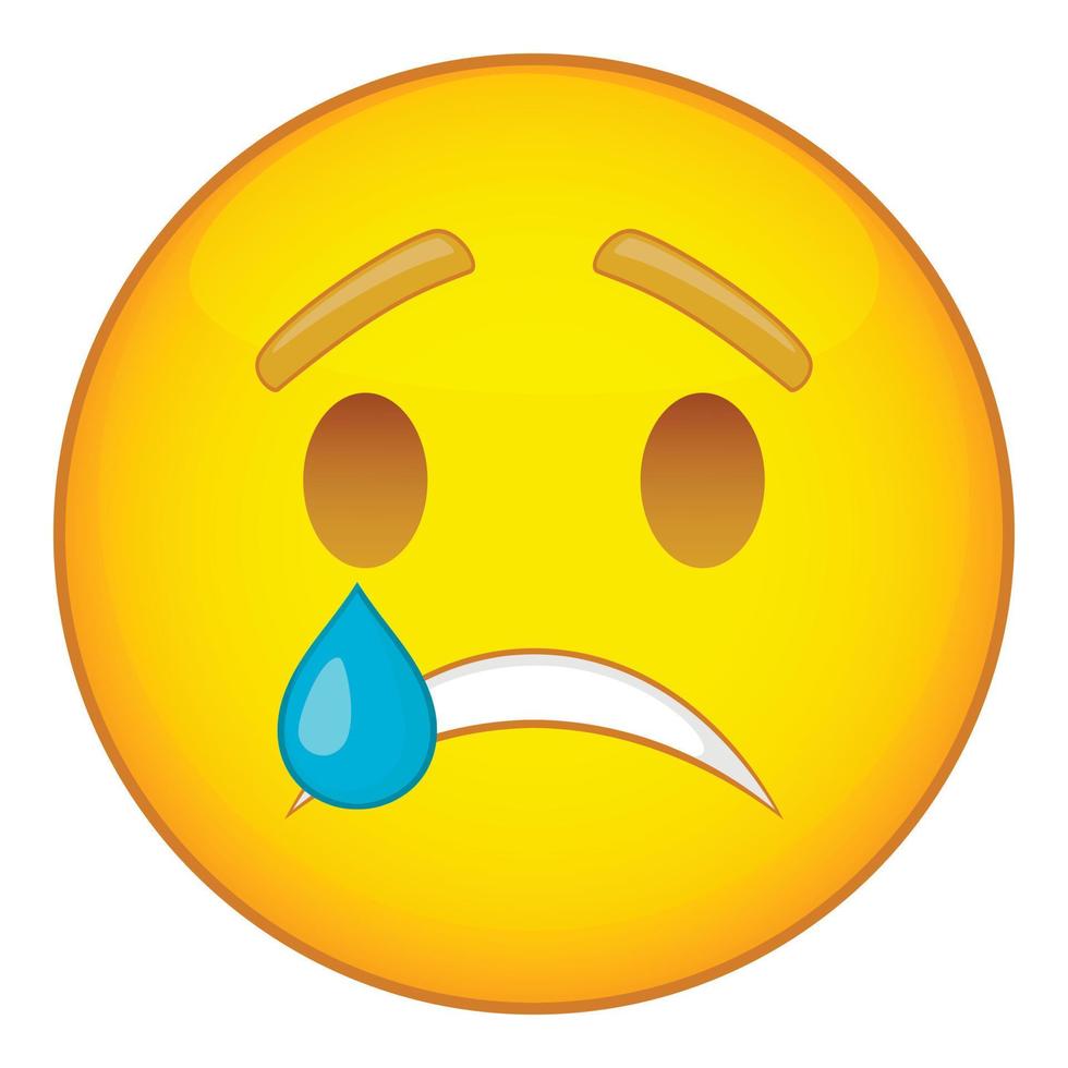 Crying emoticon icon, cartoon style vector