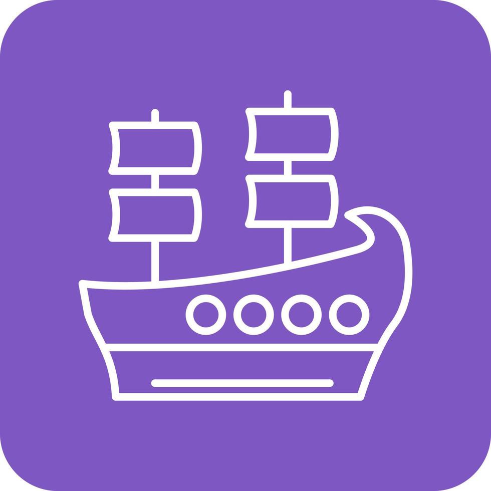 Galleon Line Round Corner Background Icons vector