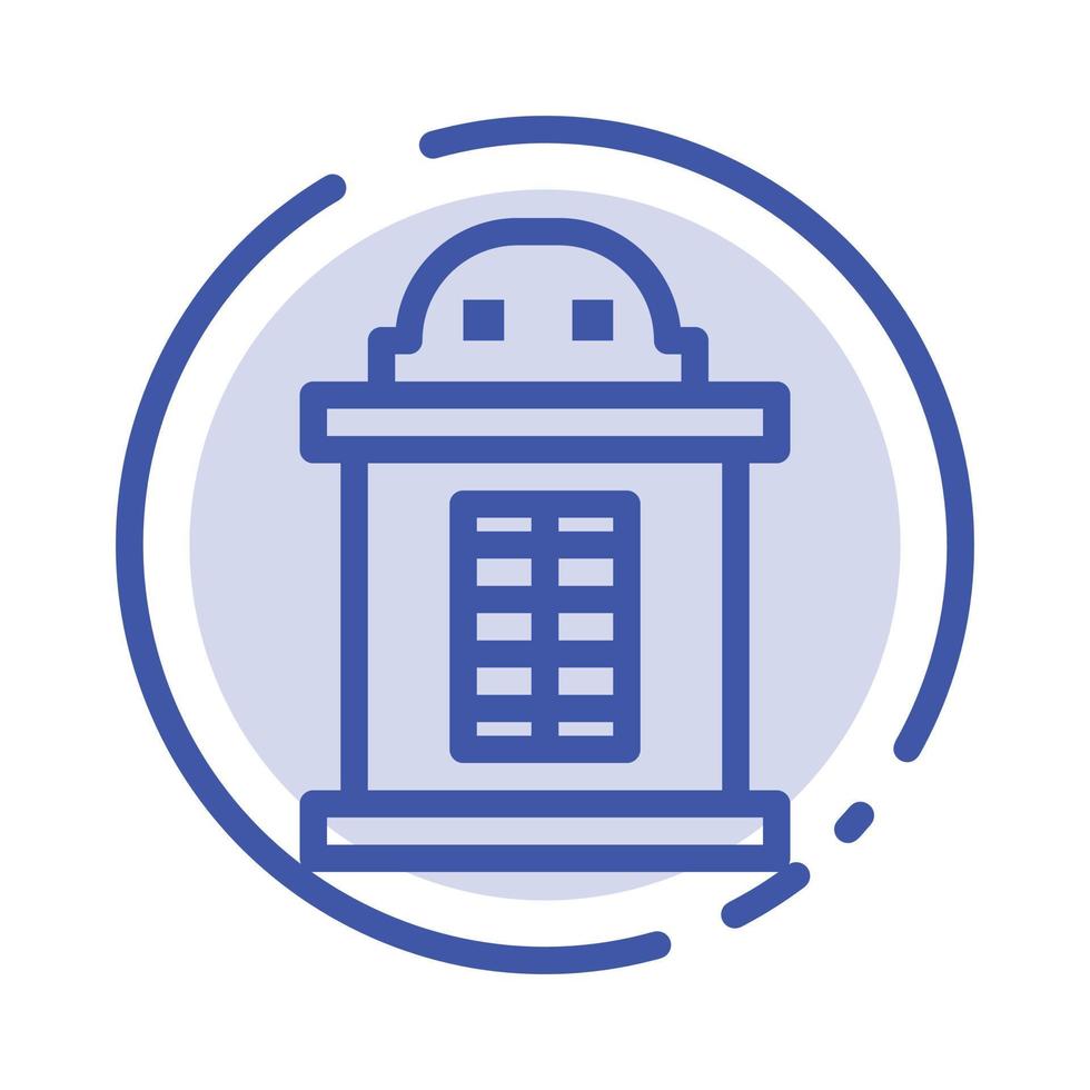 Ticket House Train Blue Dotted Line Line Icon vector