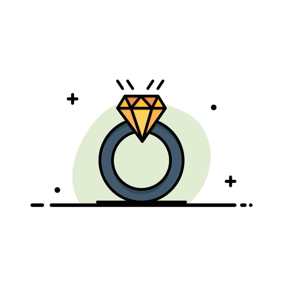 anillo diamante propuesta matrimonio amor negocio línea plana icono vector banner plantilla