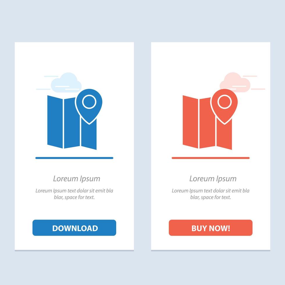 Location Map Marker Pin  Blue and Red Download and Buy Now web Widget Card Template vector