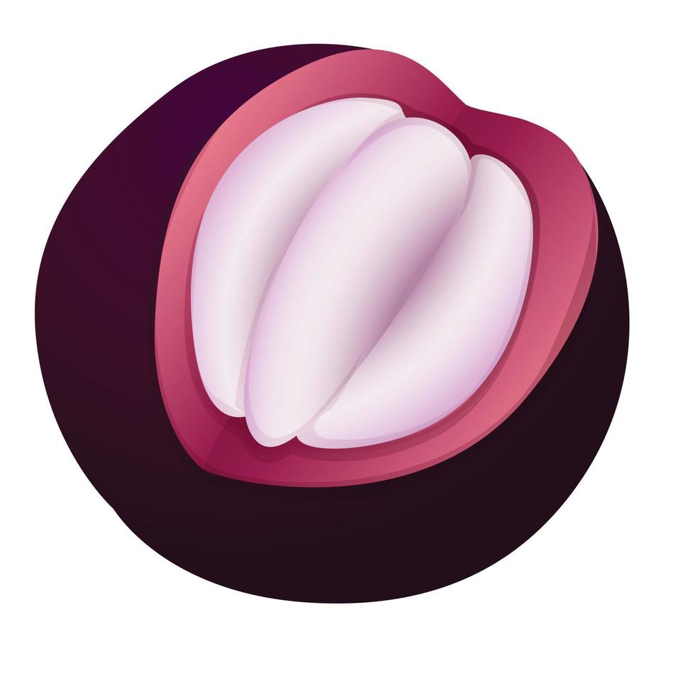 Organic mangosteen icon, cartoon style vector