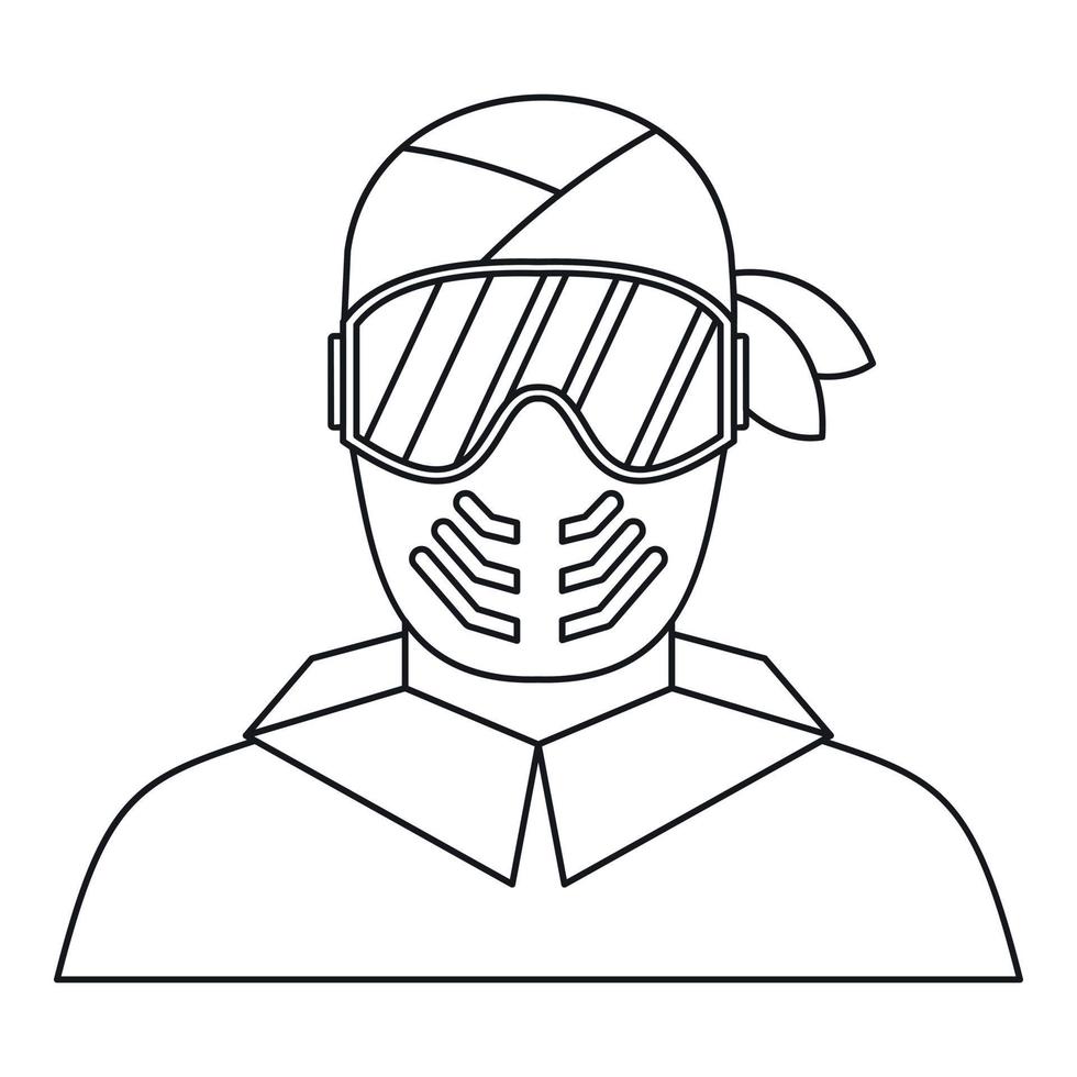 Paintball player in protective mask icon vector