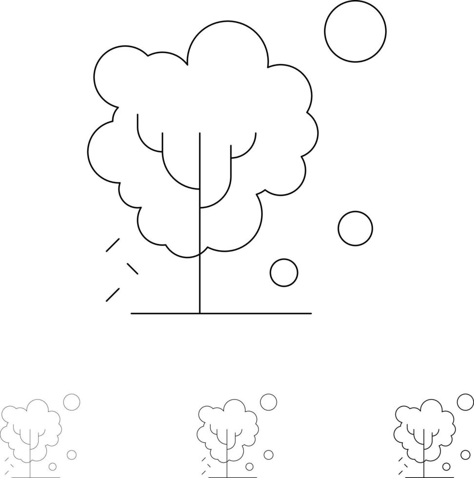 Dry Global Soil Tree Warming Bold and thin black line icon set vector