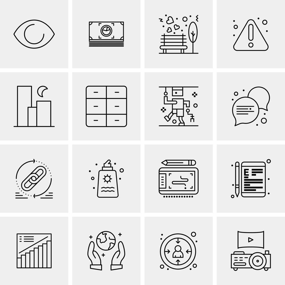 16 iconos universales de negocios vector ilustración de icono creativo para usar en proyectos relacionados con la web y dispositivos móviles