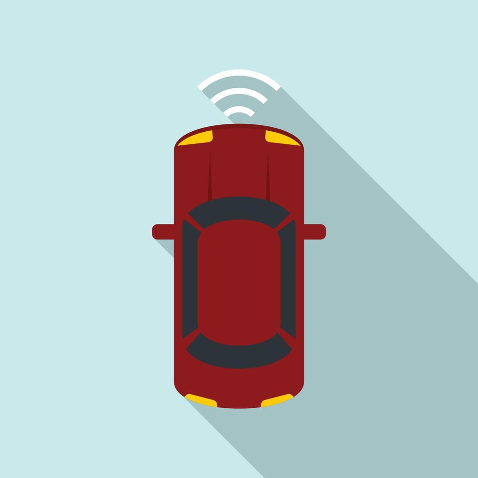 Top view driverless car icon, flat style vector